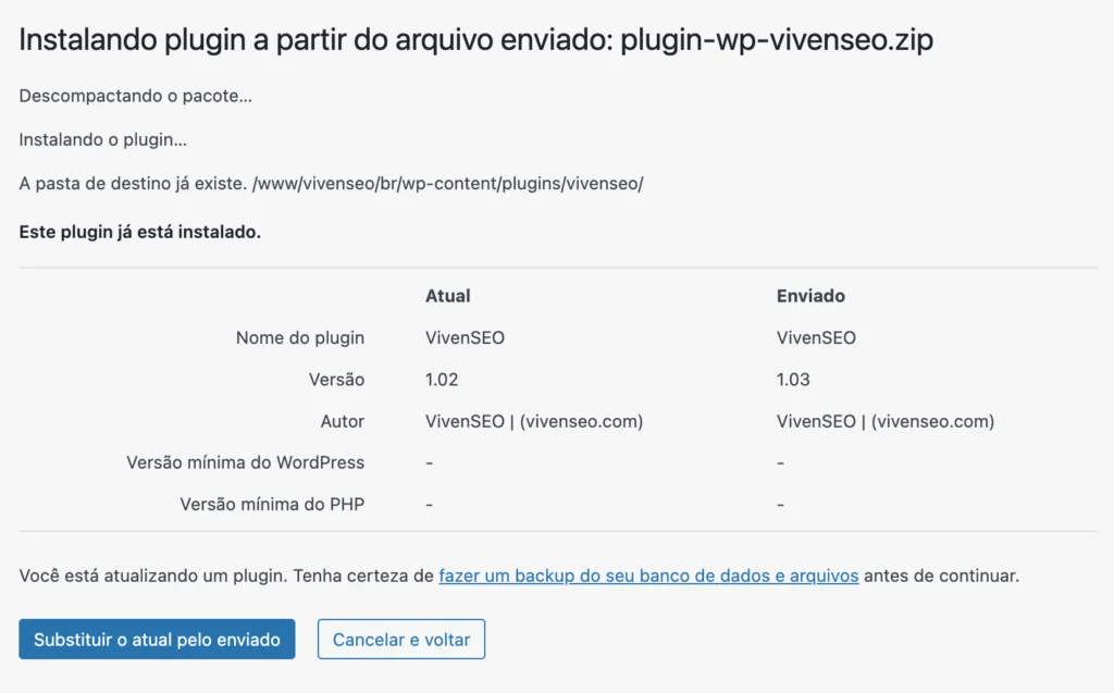 WordPress > Plugin Update
